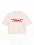 Camiseta boxy "JESUS LEFT THE 99" off-white/vermelha