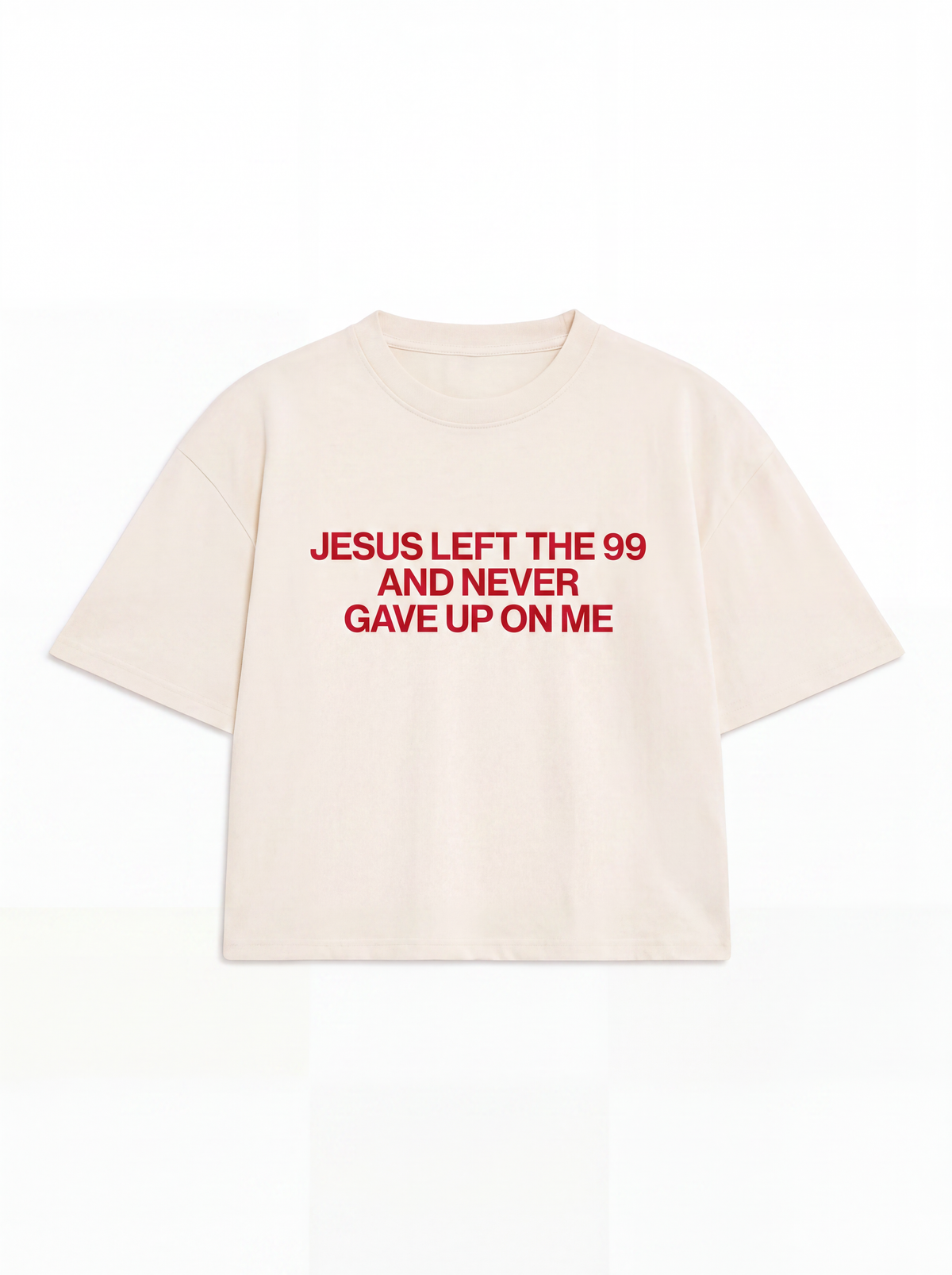 Camiseta boxy "JESUS LEFT THE 99" off-white/vermelha