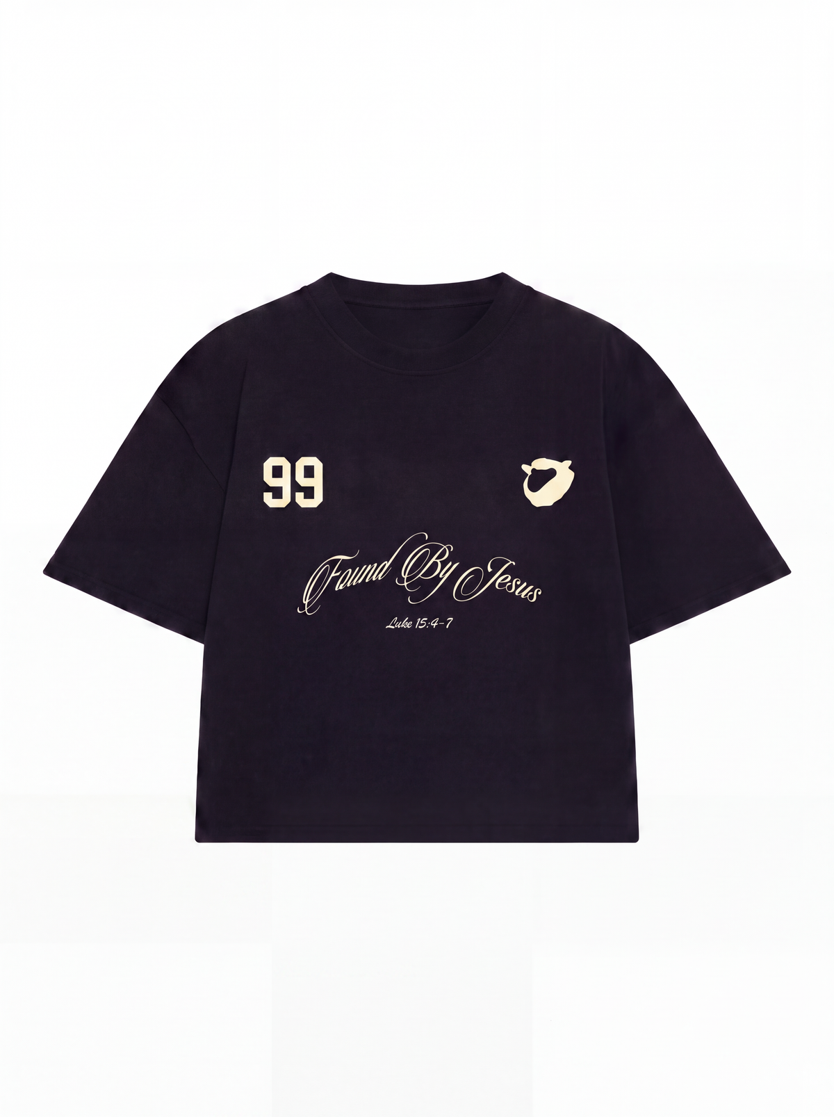 Camiseta boxy "FOUND BY JESUS" preta