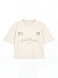 Camiseta boxy "FOUND BY JESUS" off-white